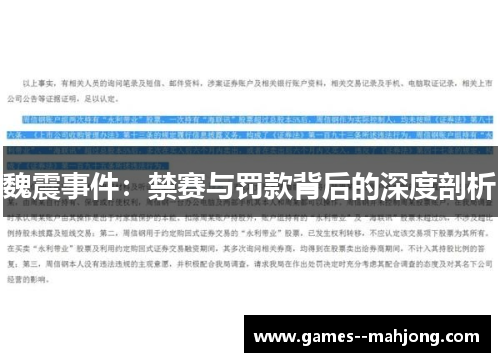 魏震事件：禁赛与罚款背后的深度剖析